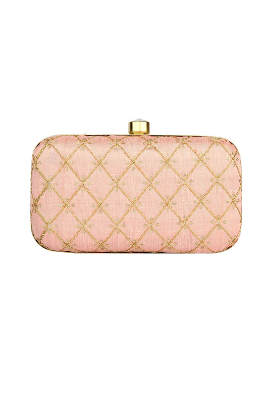 Fancy Fabric Special Party Style Pink Clutch Purses