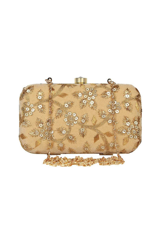 Cream Color Fancy Fabric Coveted Party Style Clutch Purses