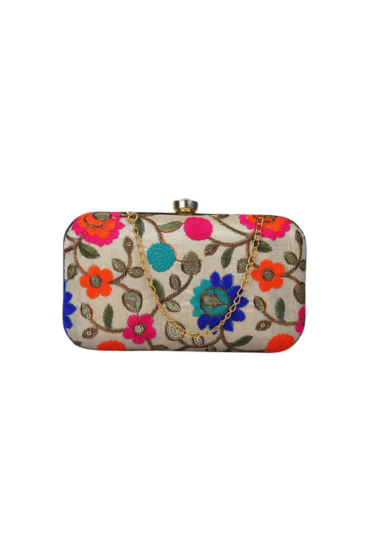 Creative Party Style Clutch Purses In Beige Color Fancy Fabric