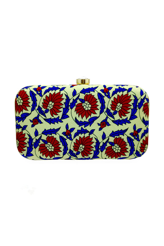 White Color Fancy Fabric Party Style Amazing Clutch Purses