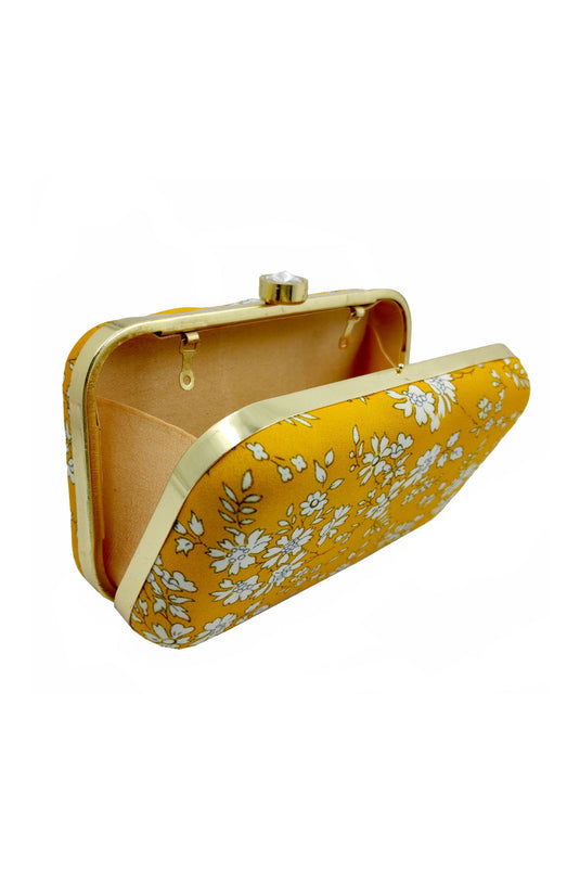 Trendy Fancy Fabric Yellow Color Party Style Clutch Purses