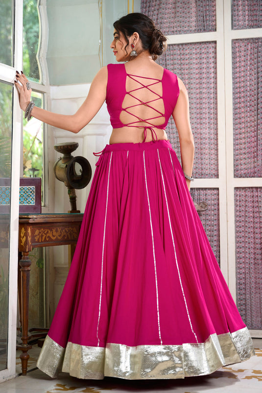 Rayon Fabric Festive Wear Ravishing Readymade Lehenga In Pink Color