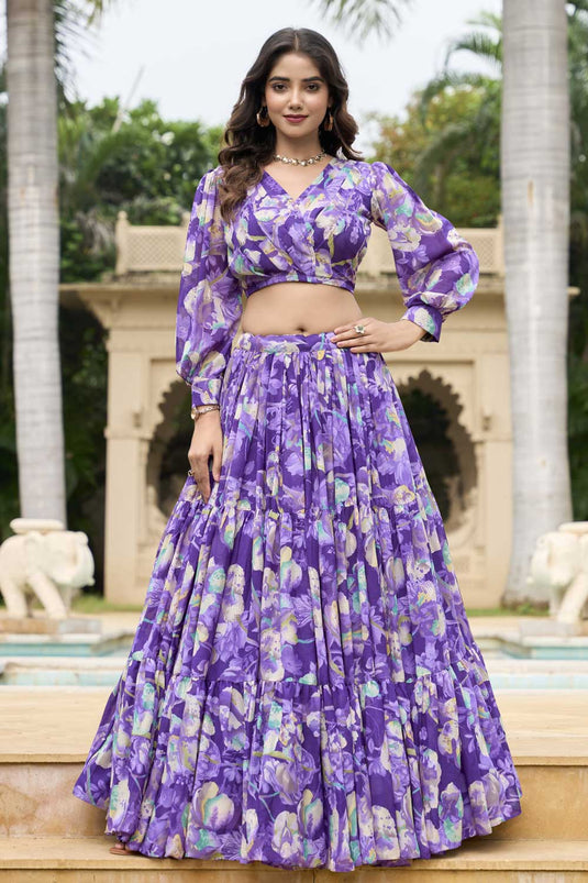 Exclusive Lavender Color Readymade Lehenga In Georgette Fabric