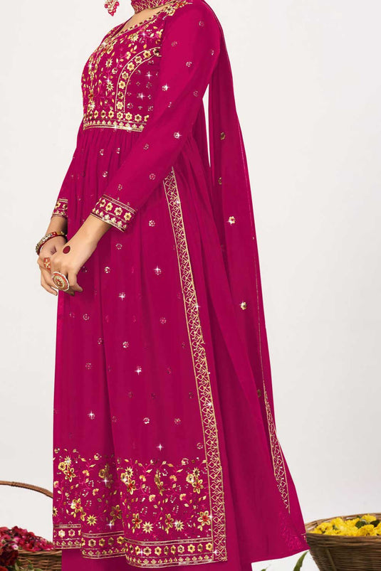 Tempting Pink Color Function Wear Georgette Pakistani Replica Suit