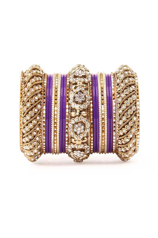 Phenomenal Alloy Material Purple Color Bangle Set