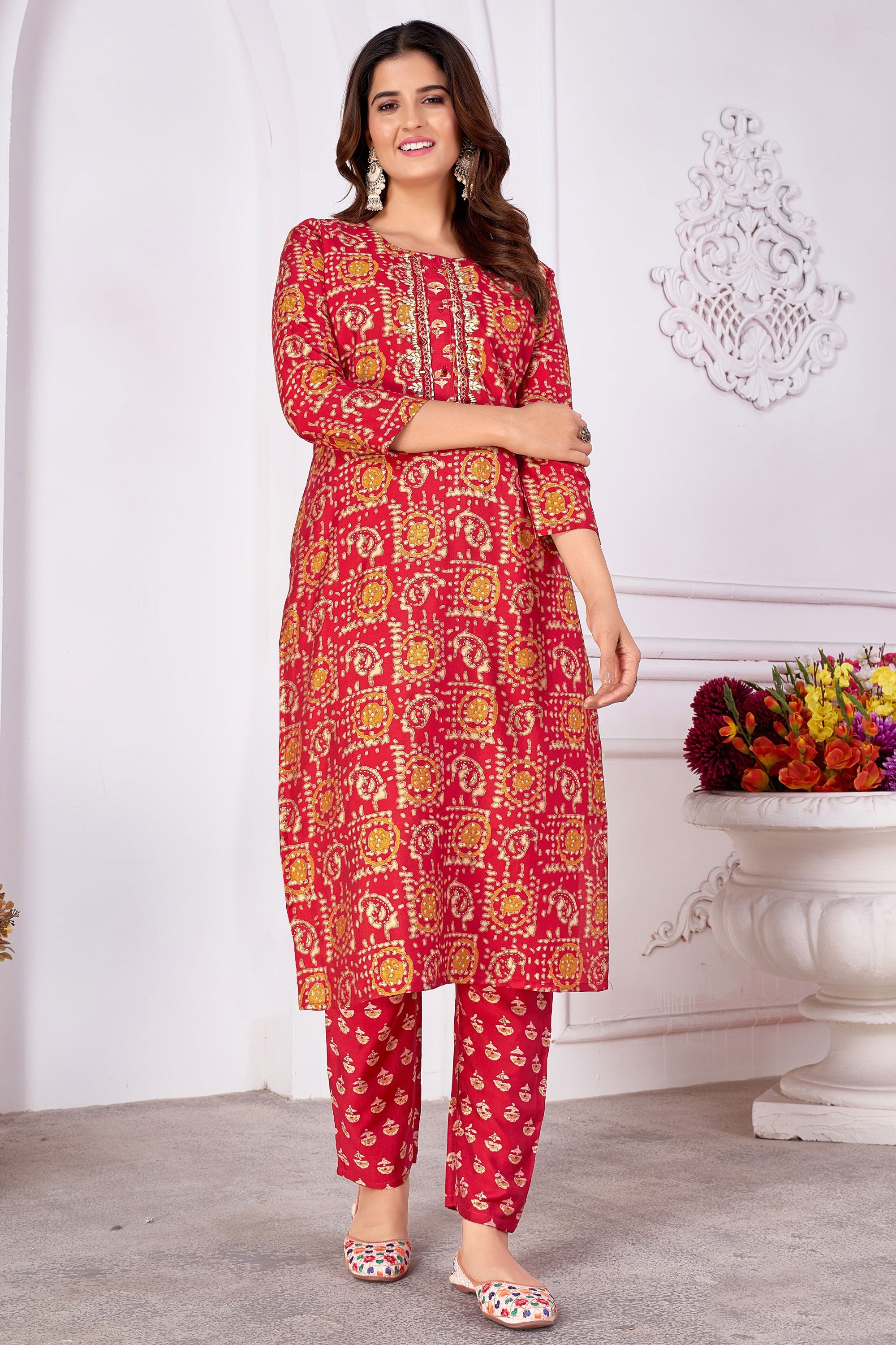 Komal Color Komal Vora Tempting Art Silk Maroon Color Readymade Kurti With Bottom ...