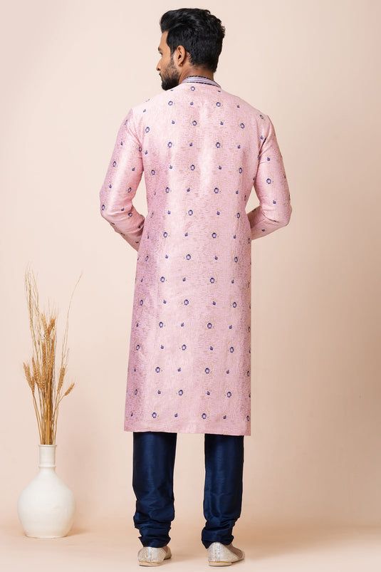 Excellent Jacquard Fabric Pink Color Readymade Kurta Pyjama