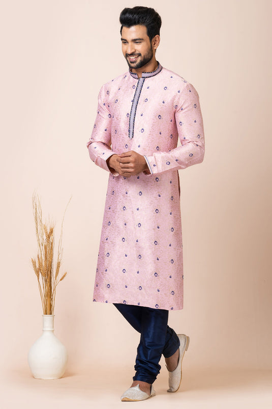 Excellent Jacquard Fabric Pink Color Readymade Kurta Pyjama