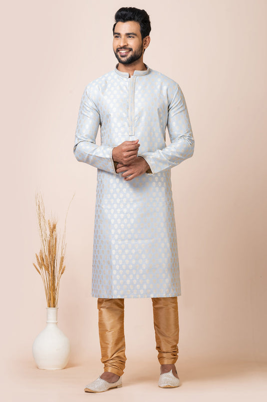 Winsome Jacquard Fabric Grey Color Readymade Kurta Pyjama