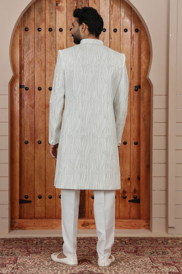 Elegance Art Silk Off White Groom Sherwani With Hand Embroidered