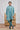 Fancy Fabric Embroidered Cyan Function Wear Readymade Kurta Pyjama With Dupatta For Men