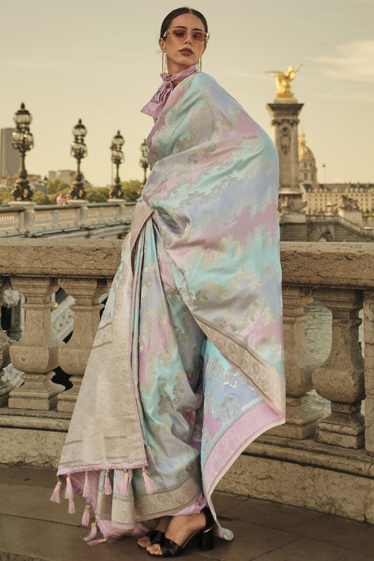 Stunning Multi Color Art Silk Weaving Work Saree