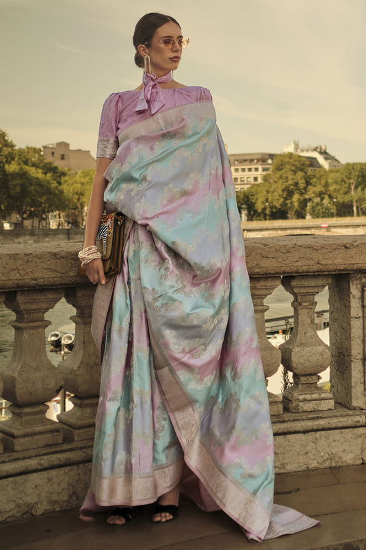 Stunning Multi Color Art Silk Weaving Work Saree
