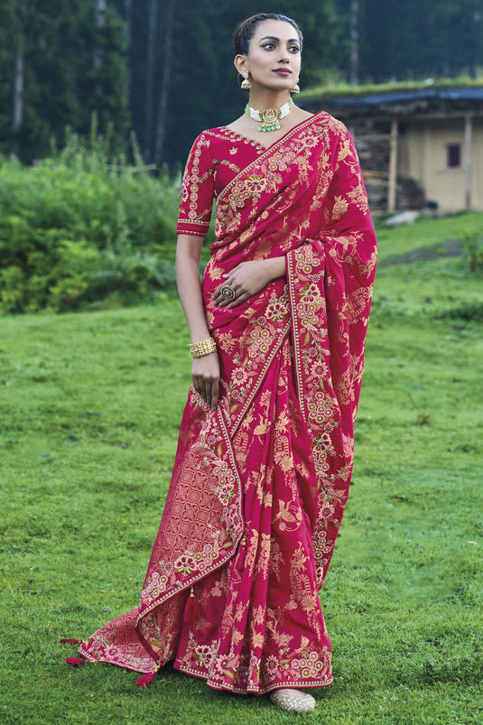 Vaishnavi Andhale Red Color Border Work Pleasant Wedding Wear Dola Silk Saree