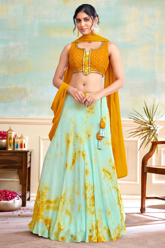 Georgette Fabric Function Wear Vivacious Readymade Lehenga In Multi Color