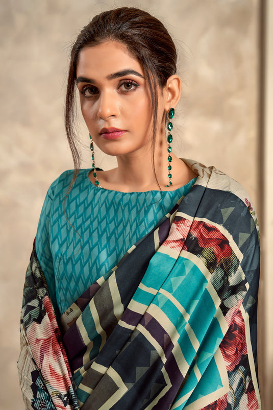 Casual Look Imposing Printed Satin Fabric Saree In Multi Color