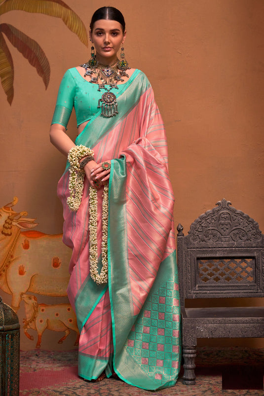 Pink Color Handloom Weaving Silk Fabric Sober Saree
