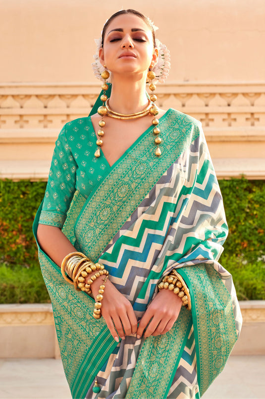 Incredible Weaving Work On Art Silk Fabric Green Color Saree