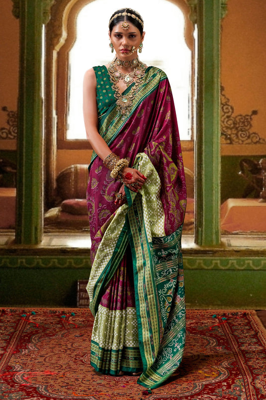 Art Silk Fabric Purple Color Stylish Look Printed Saree