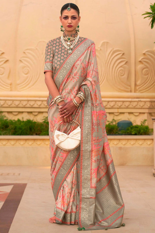 Engaging Multi Color Art Silk Fabric Saree With Weaving Work