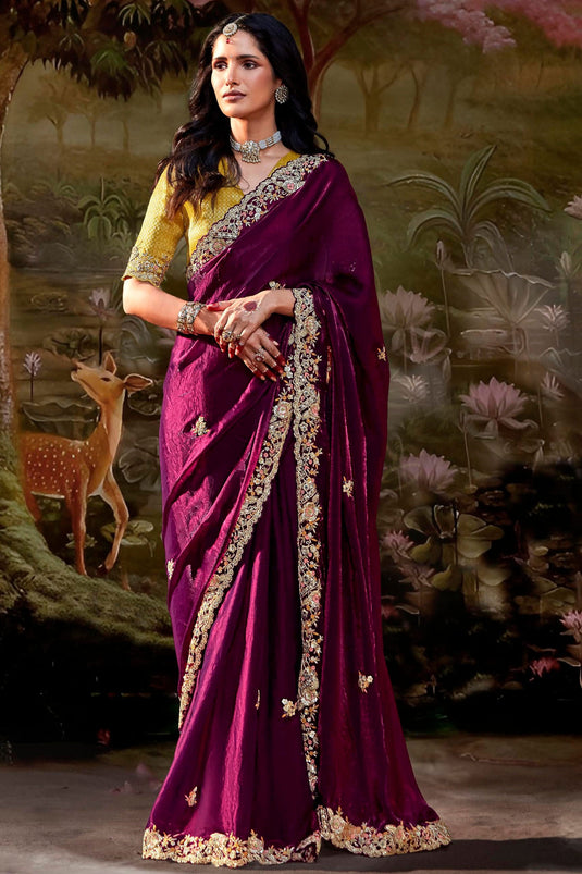 Vartika Singh Fancy Fabric Wine Color Excellent Saree