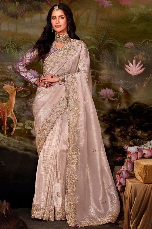 Vartika Singh Excellent Fancy Fabric Beige Color Saree