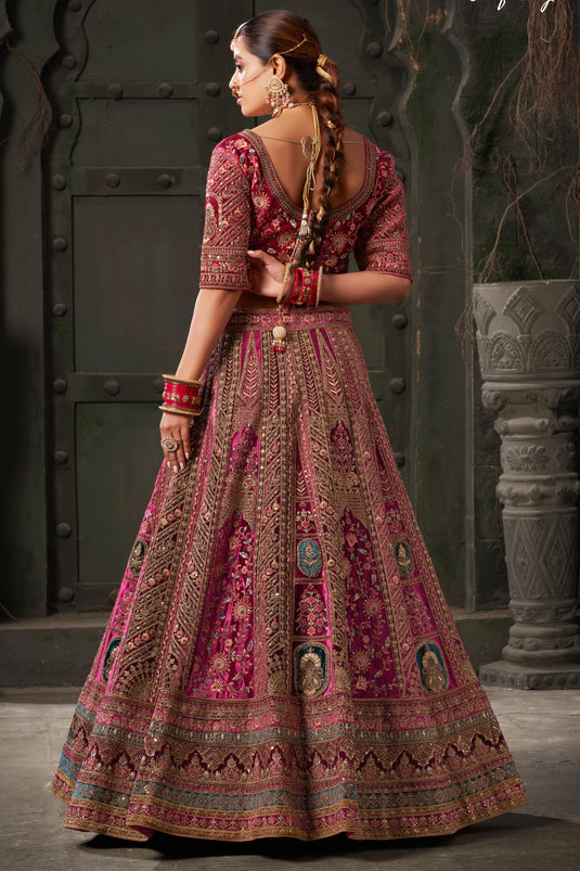 Rani Color Glorious Bridal Lehenga In Lycra Velvet Fabric