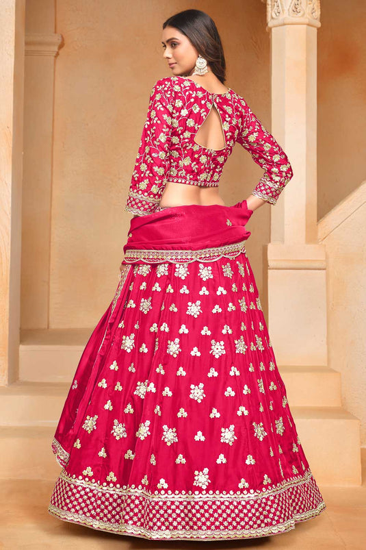 Beguiling Rani Color Organza Fabric Lehenga