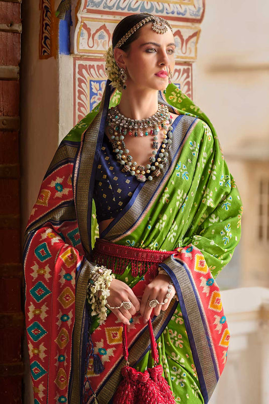 Delicate Green Color Printed Art Silk Saree