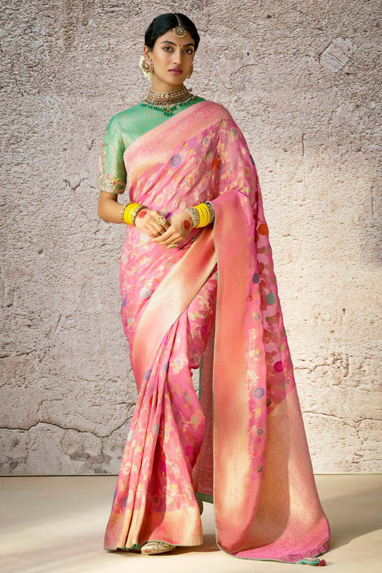 Banarasi Silk Pink Fancy Saree