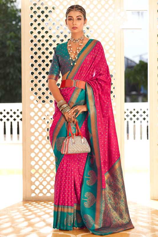 Graceful Rani Banarasi Art Silk Festive Saree With Matching Blouse