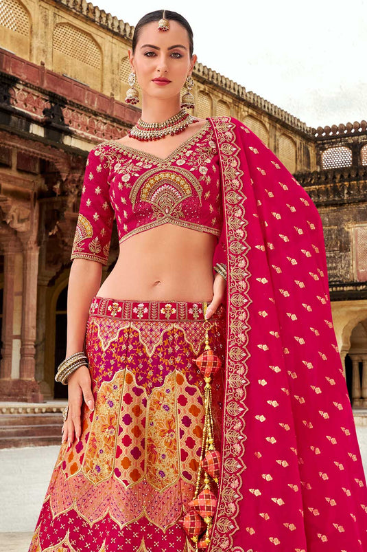 Banarasi Silk Wedding Wear Wondrous Bridal Lehenga In Multi Color