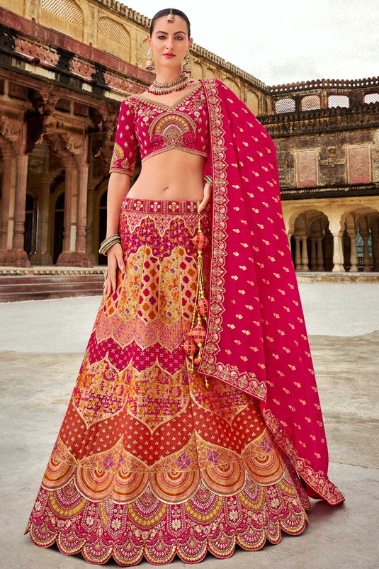 Banarasi Silk Wedding Wear Wondrous Bridal Lehenga In Multi Color