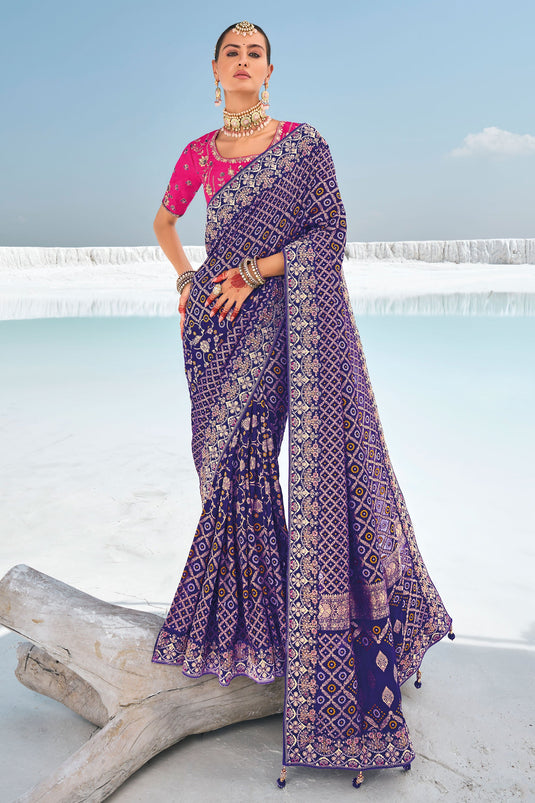 Fetching Blue Wedding Wear Patola Saree