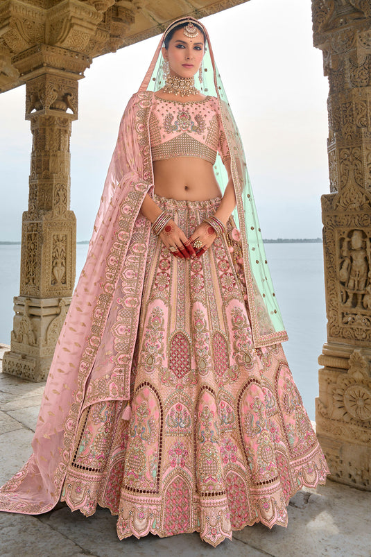 Radiant Pink Heavy Embroidered Bridal Lehenga Choli