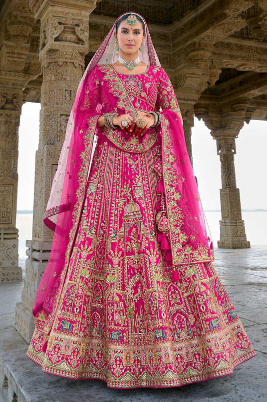 Rani Charm Bridal Embroidered Lehenga Choli And Double Dupatta