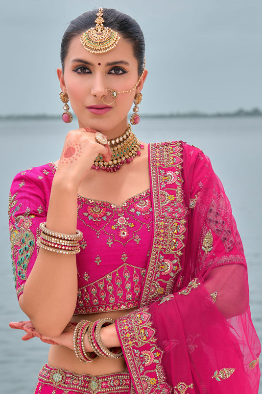 Rani Heavy Embroidered Bridal Lehenga Choli With Double Dupatta