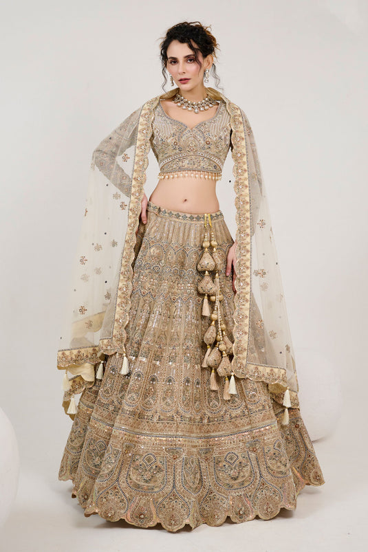 Grace Brown Net Bridal Readymade Lehenga Choli