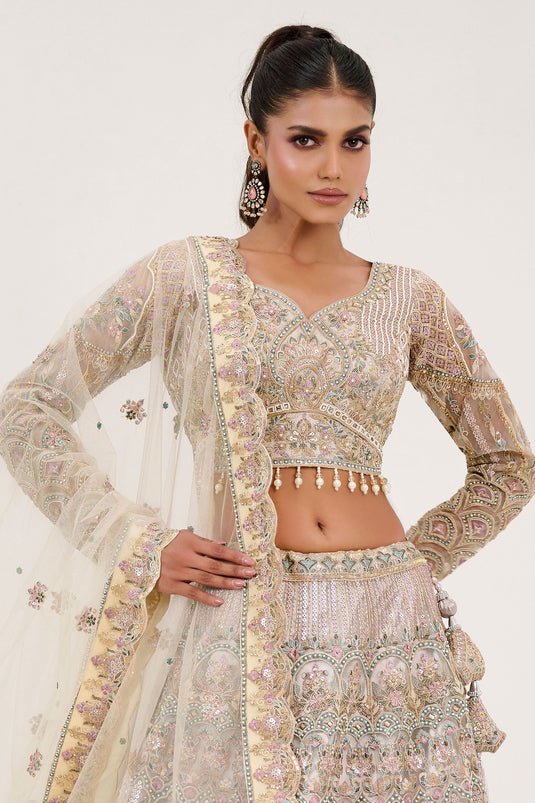 Beige Charm Bridal Embroidered Readymade Lehenga Choli