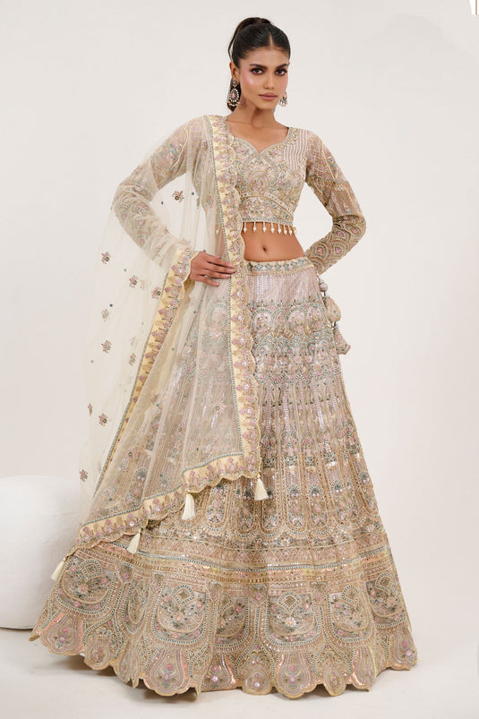 Beige Charm Bridal Embroidered Readymade Lehenga Choli