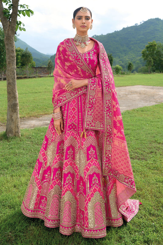 Rani Pure Silk Heavy Embroidered Bridal Lehenga Choli