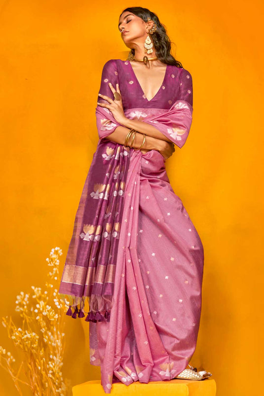 Pink Color Pleasant Art Silk Printed Saree