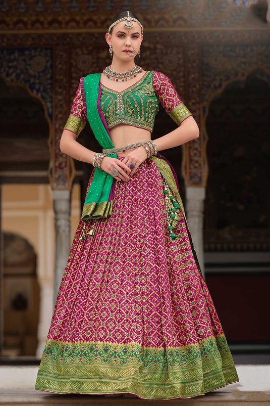 Magenta Color Art Silk Fabric Stunning Readymade Lehenga