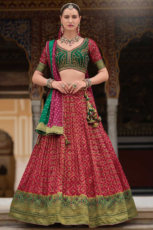 Beguiling Maroon Color Art Silk Fabric Readymade Lehenga