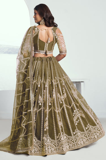 Classic Embroidered Designs Brown Color Sangeet Wear Lehenga Choli