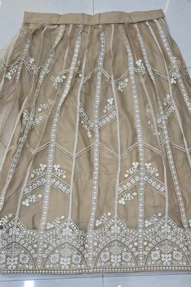 Net Fabric Beige Color Sangeet Wear Lehenga Choli