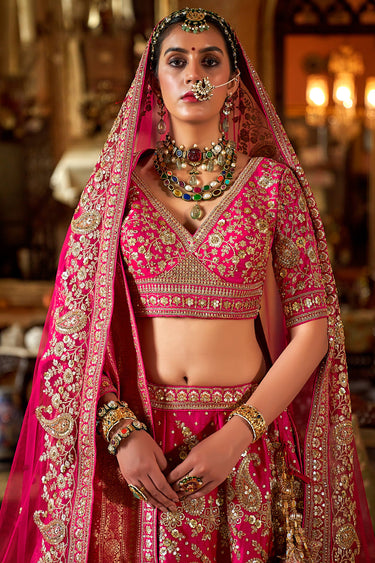 Excellent Silk Rani Bridal Look Lehenga Choli