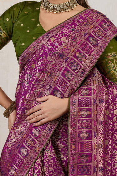 Art Silk Purple Weaving Work Sangeet Wear Saree