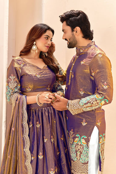 Embroidered Purple Art Silk Fabric Lehenga Choli