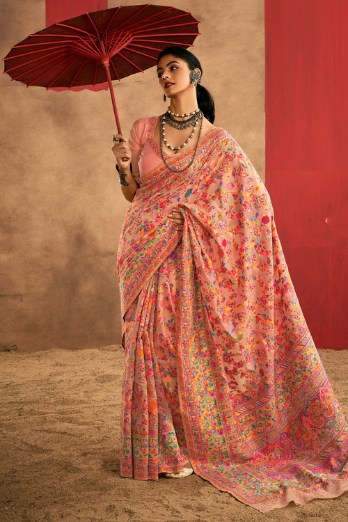 Pink Festive Wear Printed Cotton Fabric Saree